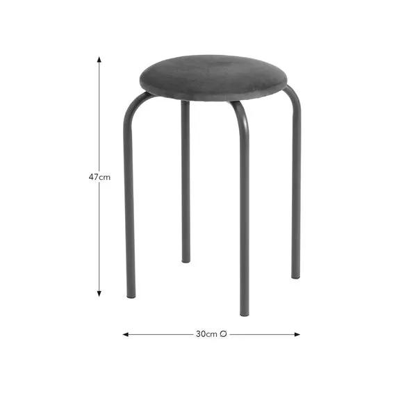 Stacking Stool with Upholstery - Grey, Velvet