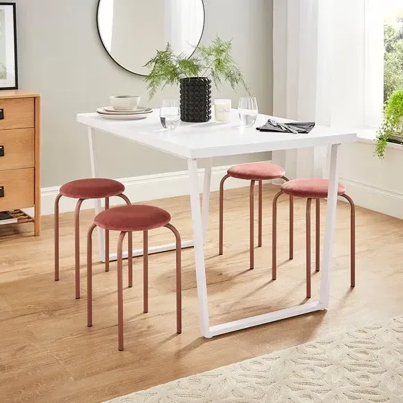 Stacking Stool with Upholstery - Rose, Velvet