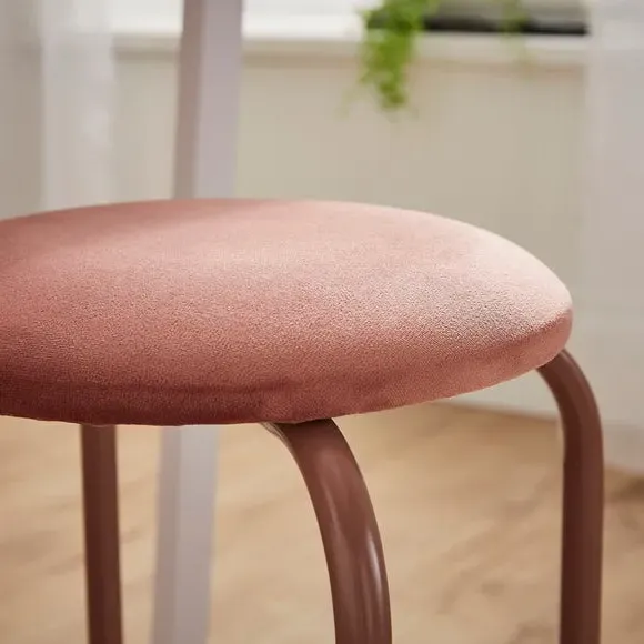 Stacking Stool with Upholstery - Rose, Velvet