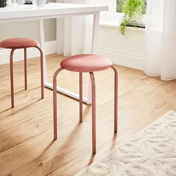 Stacking Stool with Upholstery - Rose, Velvet