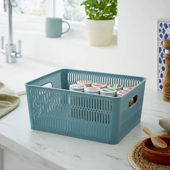 Stacking Storage Baskets with Handles - Blue