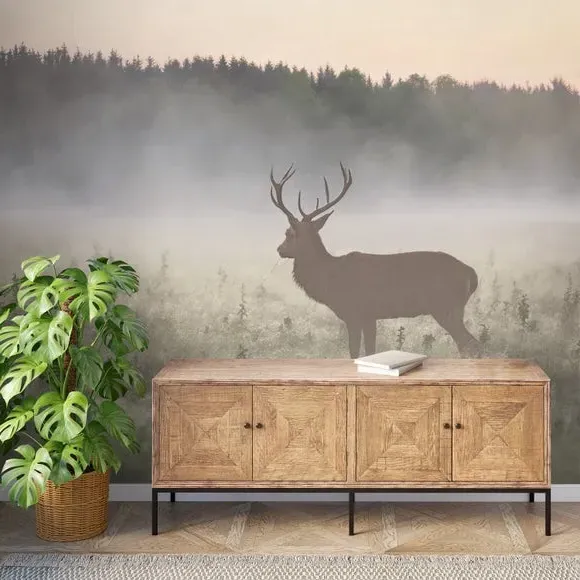 Stag Design Wall Mural - Natural, Non-Woven