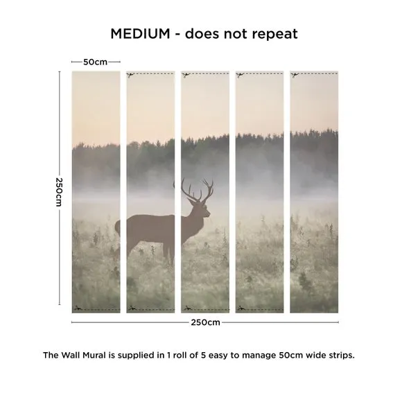 Stag Design Wall Mural - Natural, Non-Woven