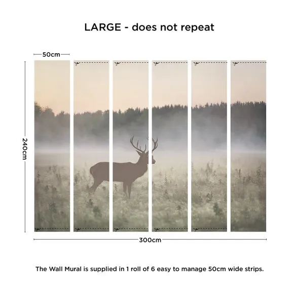 Stag Design Wall Mural - Natural, Non-Woven