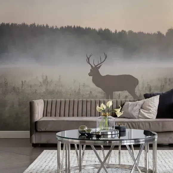 Stag Design Wall Mural - Natural, Non-Woven