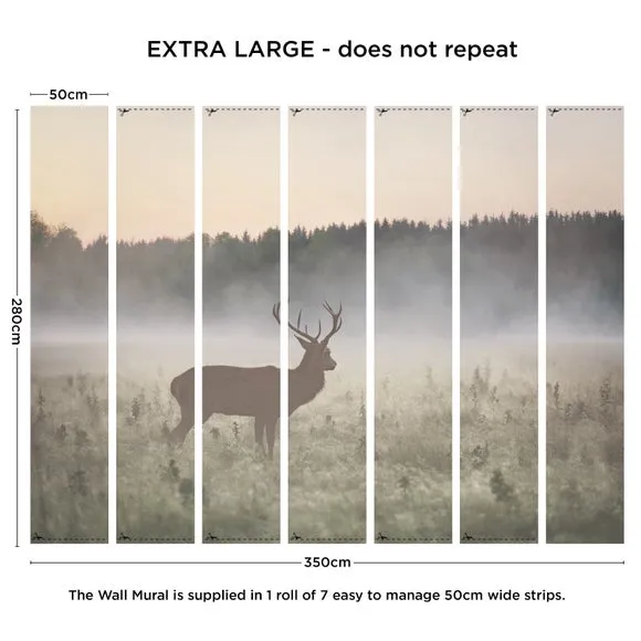 Stag Design Wall Mural - Natural, Non-Woven