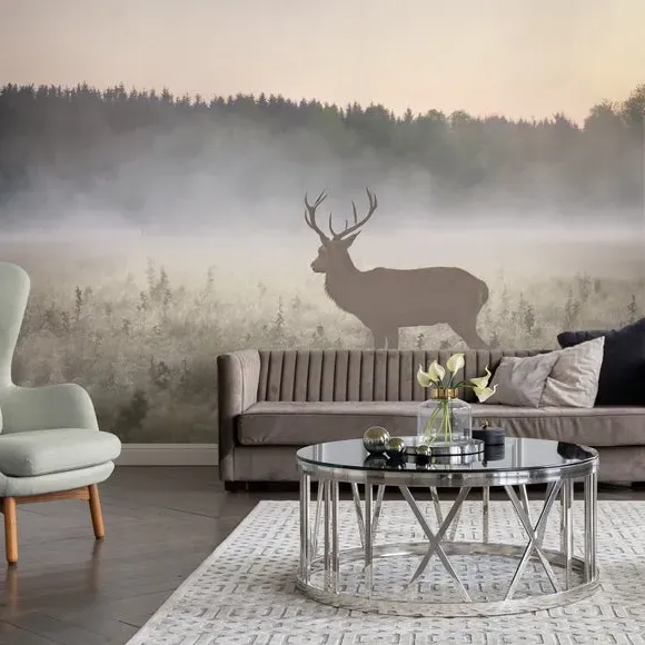 Stag Design Wall Mural - Natural, Non-Woven