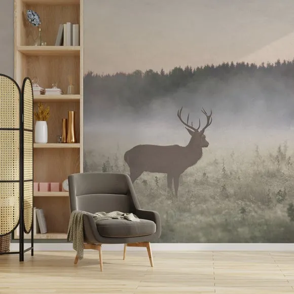 Stag Design Wall Mural - Natural, Non-Woven image