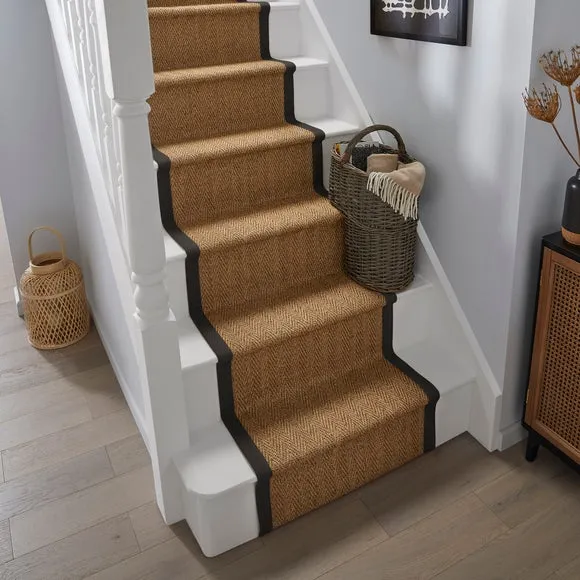 Stair Runner with Border - Black, Sisal