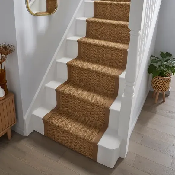 Stair Runner with Border - Natural, Sisal