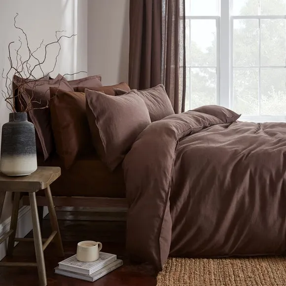 Standard Pillowcase Pair - Brown, Cotton Linen