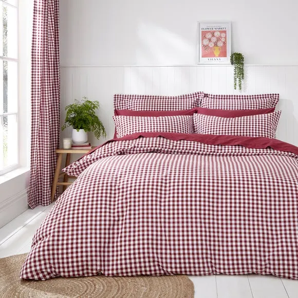 Standard Pillowcase Pair Gingham - Mulberry, Cotton