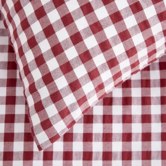 Standard Pillowcase Pair Gingham - Mulberry, Cotton