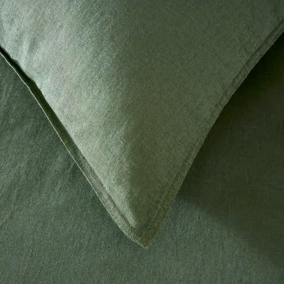 Standard Pillowcase Pair - Green, Cotton Linen