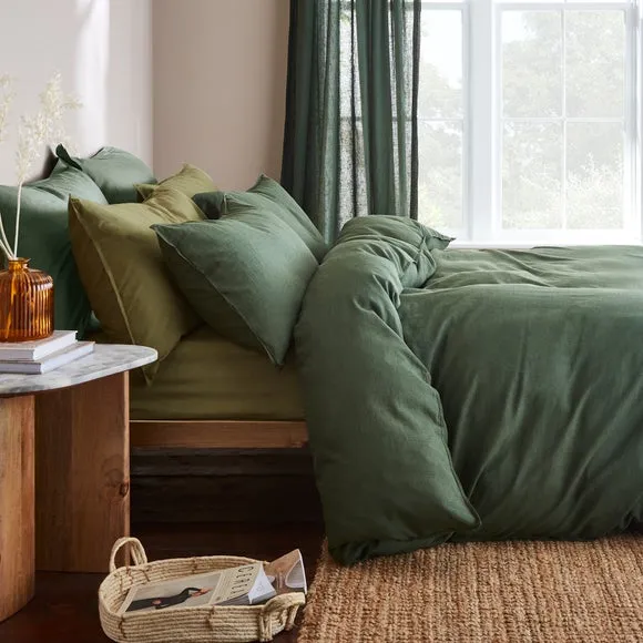 Standard Pillowcase Pair - Green, Cotton Linen