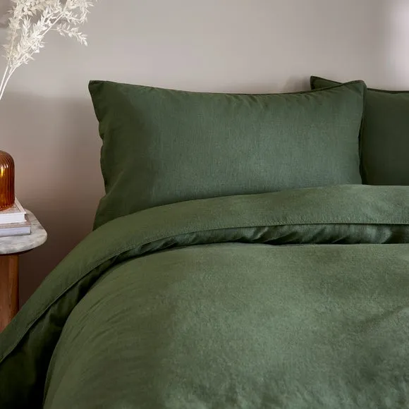Standard Pillowcase Pair - Green, Cotton Linen