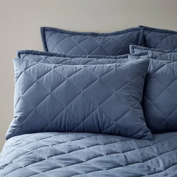 Standard Pillowcase Pair Quilted - Blue, Microfibre image
