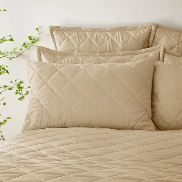 Standard Pillowcase Pair Quilted - Natural, Microfibre