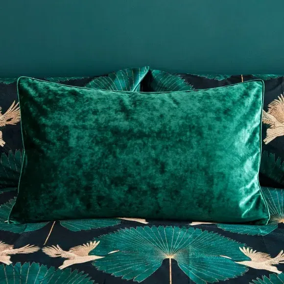 Standard Pillowcase with Piped Edge - Emerald, Velour