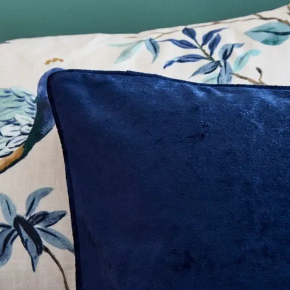 Standard Pillowcase with Piped Edge - Navy, Velour