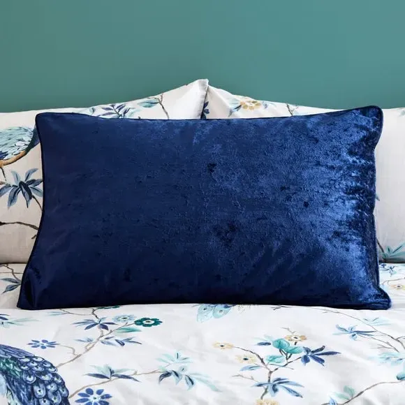 Standard Pillowcase with Piped Edge - Navy, Velour