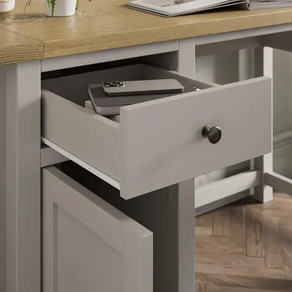 Standard Storage Desk with Shelf - Stone, Wood