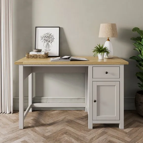 Standard Storage Desk with Shelf - Stone, Wood image