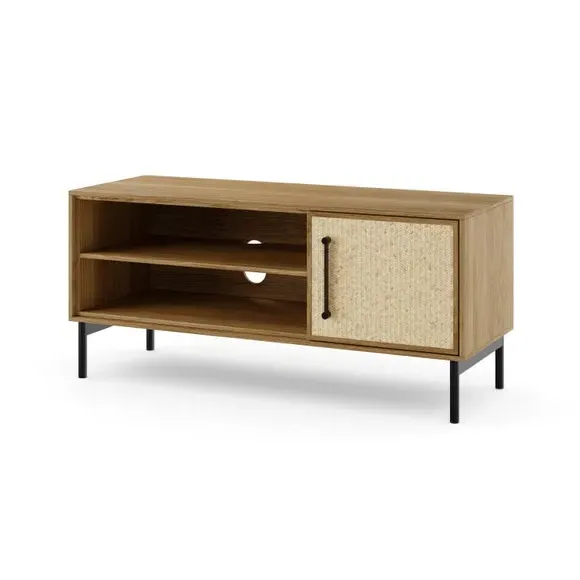 Standard TV Unit with Rattan Design - Oak, Wood