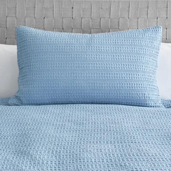 Standard Waffle Pillowcase - Ashley Blue, Cotton image
