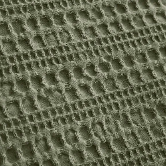 Standard Waffle Pillowcase - Olive, Cotton