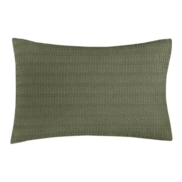 Standard Waffle Pillowcase - Olive, Cotton