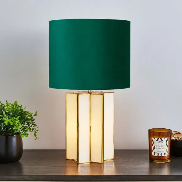 Star Glass Table Lamp with Dual Light - Green