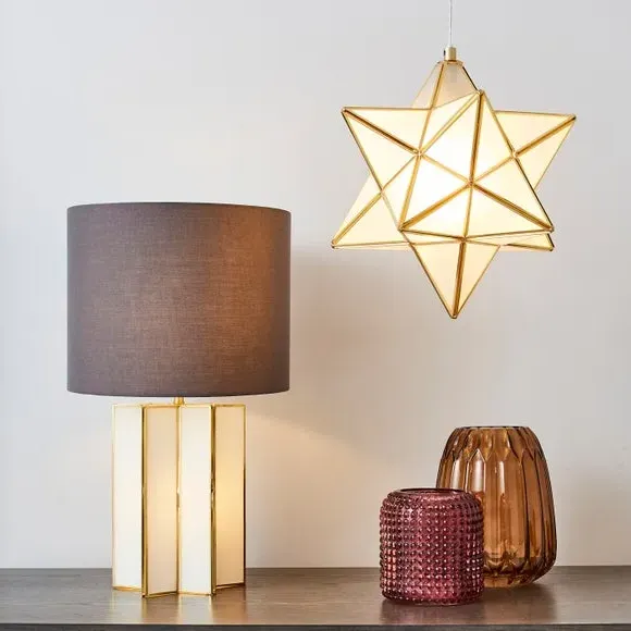 Star Glass Table Lamp with Dual Light - Grey