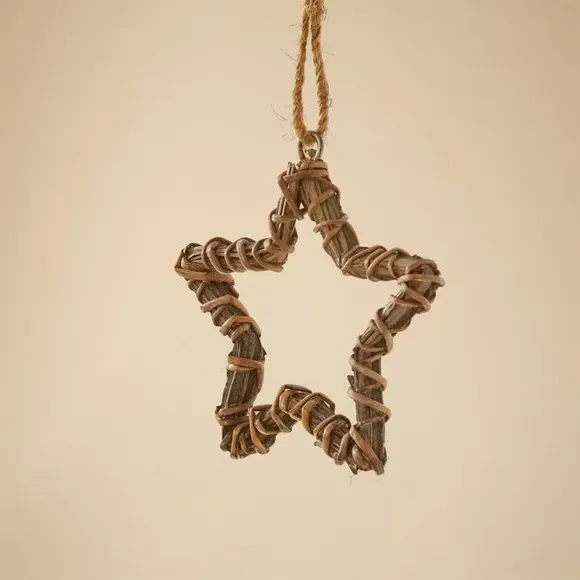Star Hanging Decoration - Grey, Woven Wicker