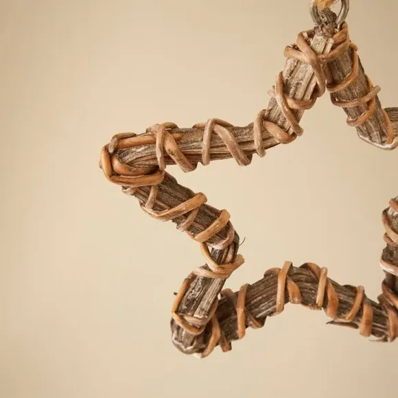 Star Hanging Decoration - Grey, Woven Wicker