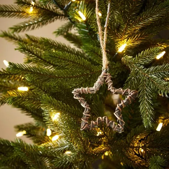 Star Hanging Decoration - Grey, Woven Wicker image