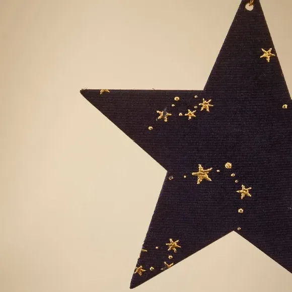 Star Hanging Decoration - Navy, Velvet