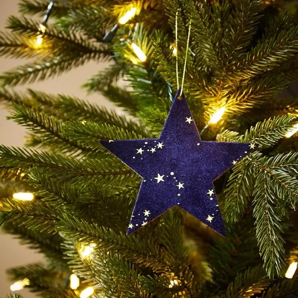 Star Hanging Decoration - Navy, Velvet image