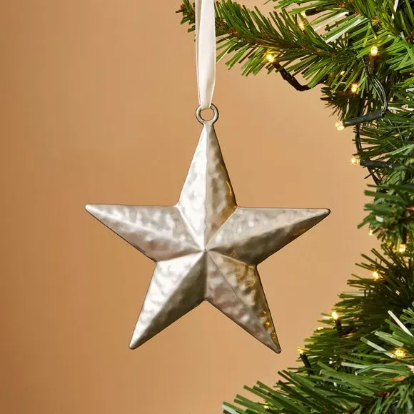 Star Hanging Decoration - Silver, Metal