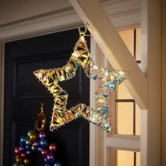 Star Hanging Decoration with Lights - Multicolor
