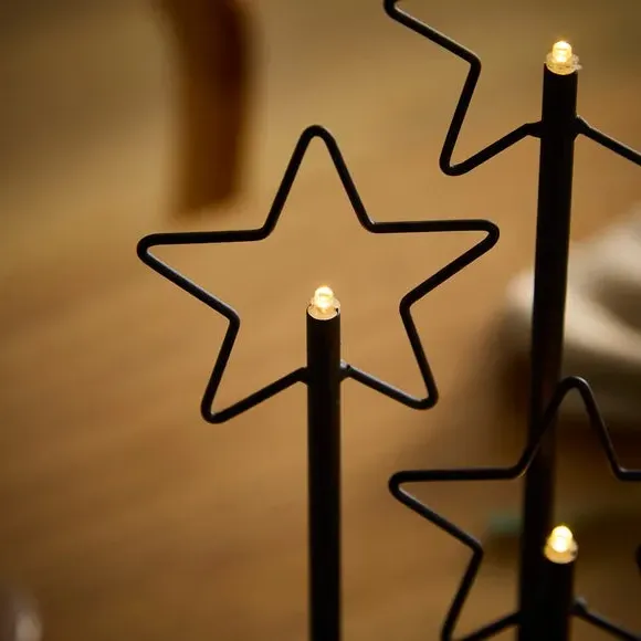 Star LED Candle Centrepiece - Black, Metal