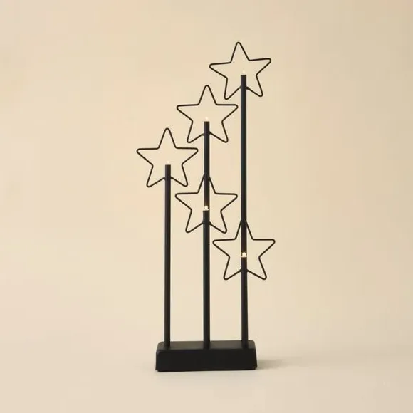 Star LED Candle Centrepiece - Black, Metal