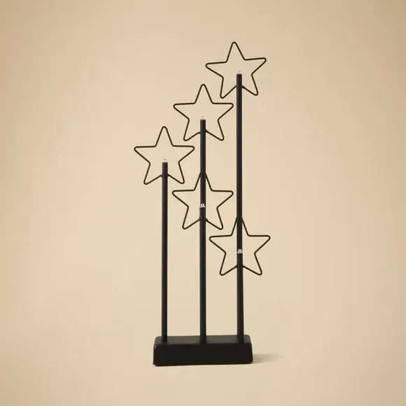 Star LED Candle Centrepiece - Black, Metal