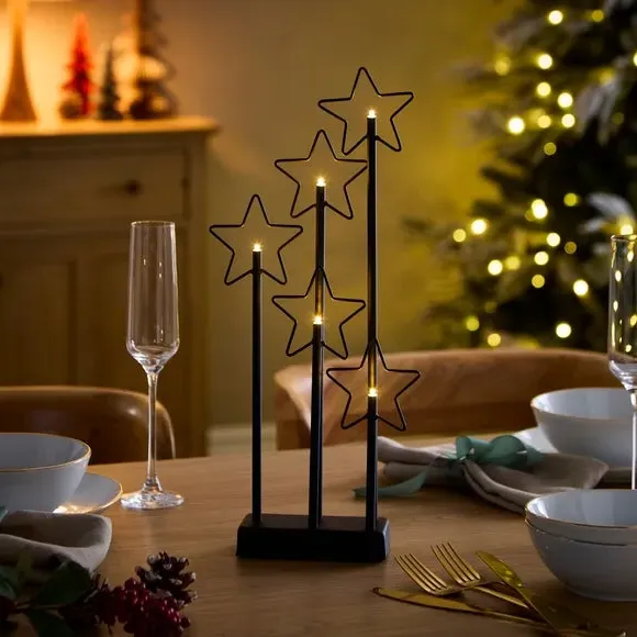 Star LED Candle Centrepiece - Black, Metal image