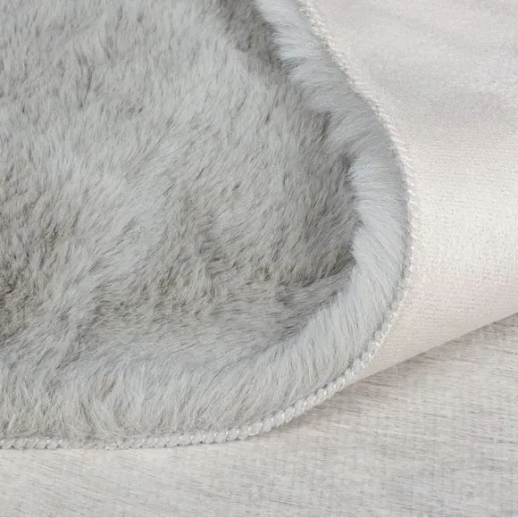 Star Shaped Rug Washable - Grey, Faux Fur