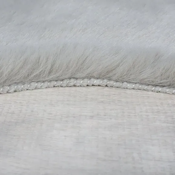 Star Shaped Rug Washable - Grey, Faux Fur