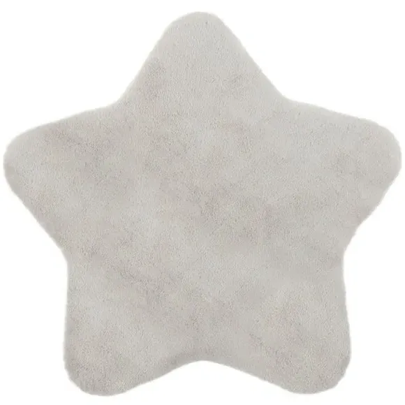 Star Shaped Rug Washable - Grey, Faux Fur