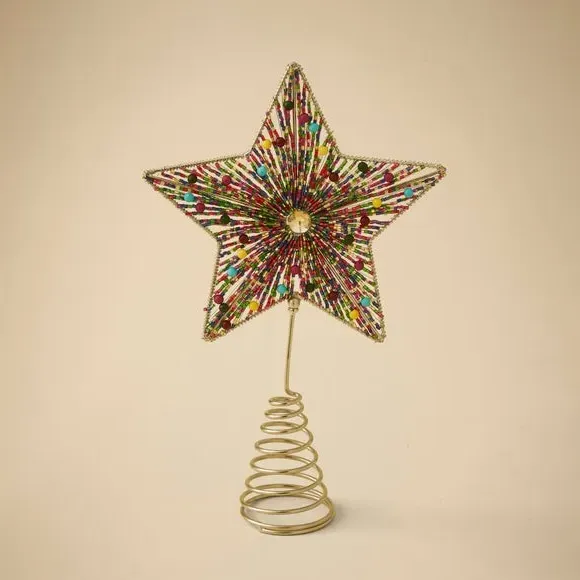 Star Tree Topper with Beaded Design - Multicolor