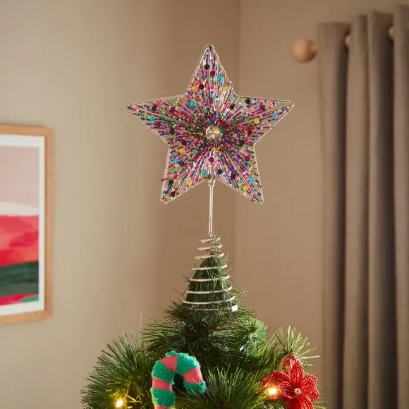 Star Tree Topper with Beaded Design - Multicolor image