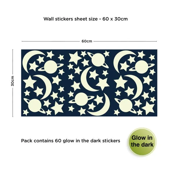 Star Wall Stickers Glow in Dark - Green